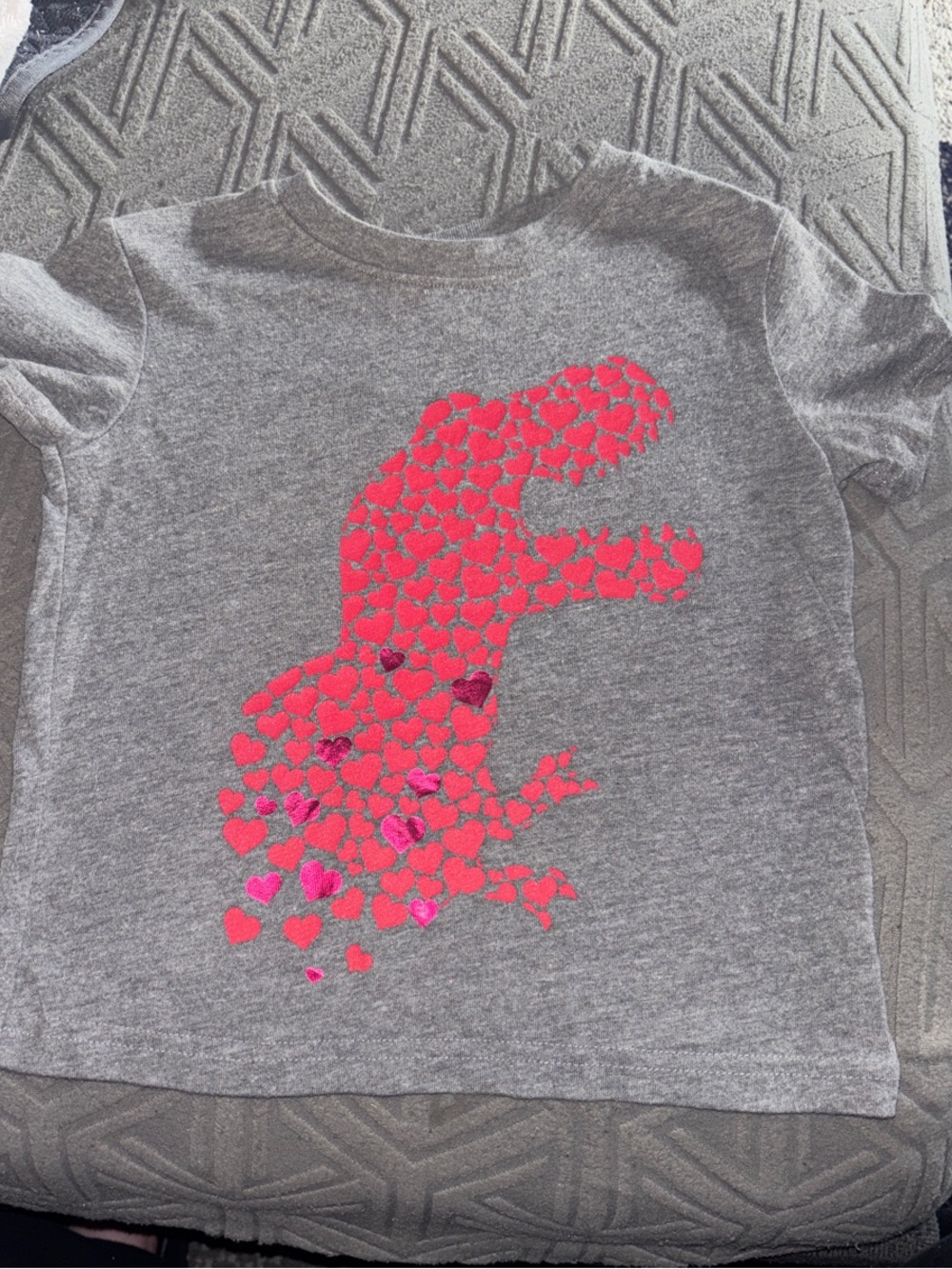 jumping beans Gray Tee with Pink Heart Dinosaur